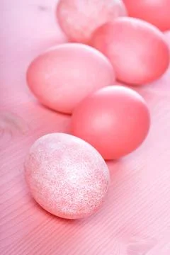 Easter eggs on pink background Stock Photos