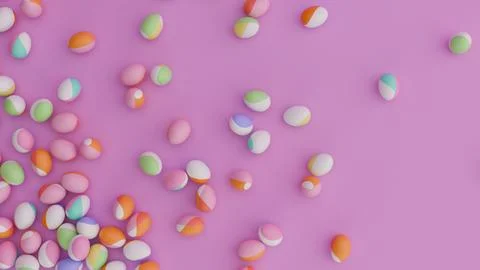 Easter Eggs On Pink Background - Top View - Happy easter Stock Illustration