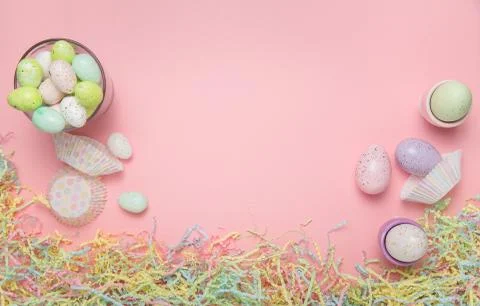 Easter eggs on pink Stock Photos