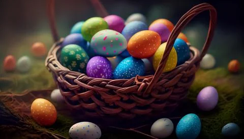 Easter eggs placed in the basket Stock Illustration