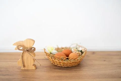 Easter eggs placed in a decorative nest, symbolizing spring celebration Foto stock