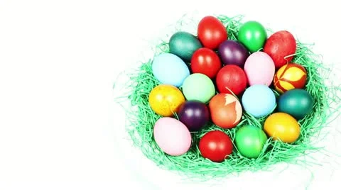 Easter Eggs on a plate Stock Footage