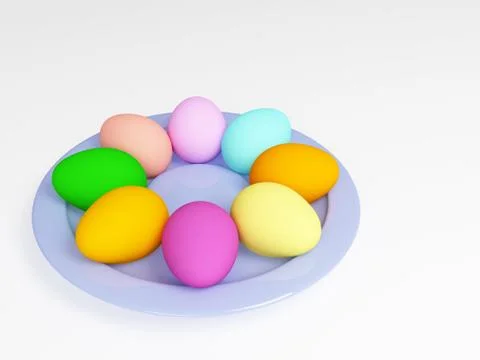 Easter eggs in a plate, painted in different colors Stock Illustration