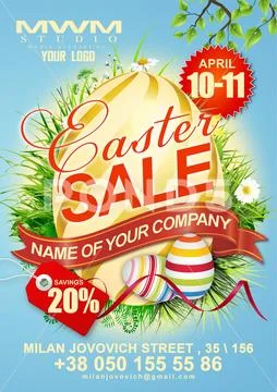 Easter Eggs Poster PSD Template