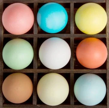 Easter eggs in a printers box Stock Photos