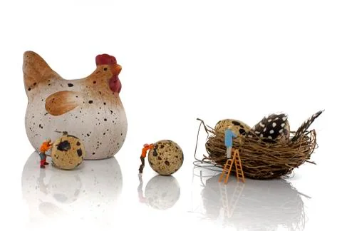 Easter eggs production Stock Photos