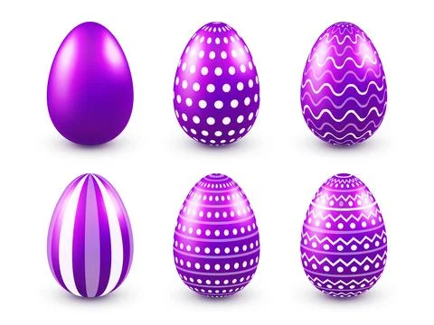 Easter eggs purple set. Spring Holidays in April. Seasonal celebration.Egg hunt 库存插图