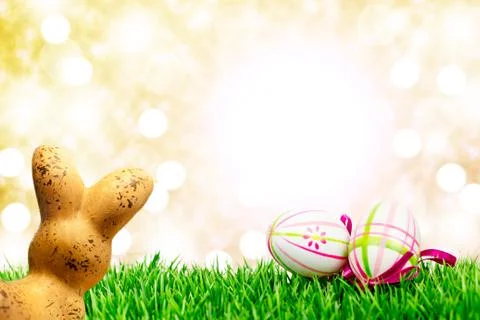Easter eggs with rabbit Stock Photos