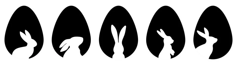 Easter eggs with rabbit silhouette Stock Illustration
