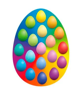 Easter Eggs On Rainbow Colored Background Egg Stock Illustration