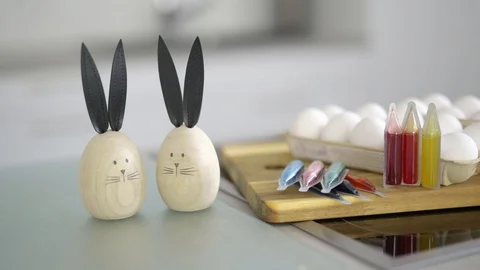 Easter eggs ready to get colored Stock Footage 126843160
