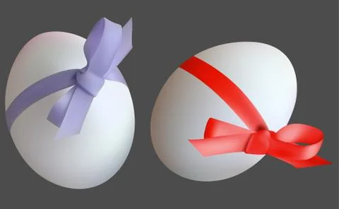 Easter Eggs with Red and Violet Ribbon Illustrazione stock