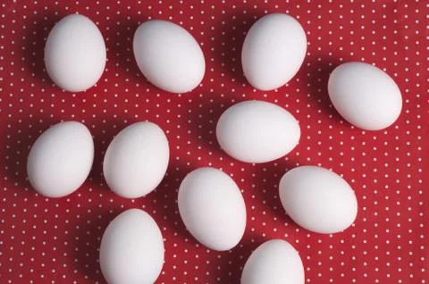 Easter eggs on a red and white background Stock Photos