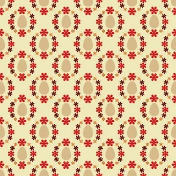 Easter eggs in red blossom circles pattern vectorr illustration Stock Illustration