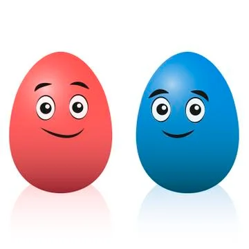 Easter Eggs Red Blue Cartoon Stock Illustration