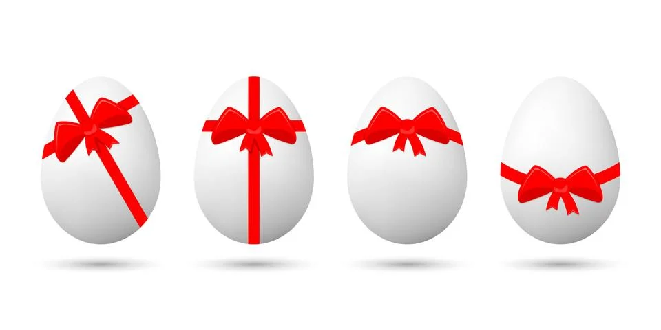 Easter eggs with red bow. Vector illustration Illustrazione stock