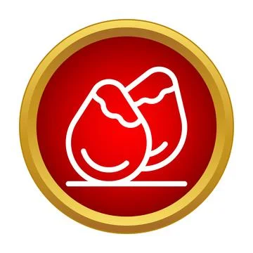 Easter eggs in red button with gold frame Stock Illustration