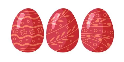 Easter Eggs. Red Colored Easter egg sketch vector illustration, design elements Stock Illustration