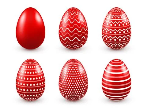 Easter eggs red set. Spring Holidays in April. Seasonal celebration.Egg hunt Illustrazione stock