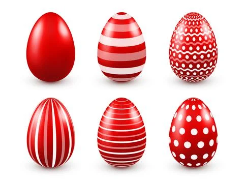 Easter eggs red set. Spring Holidays in April. Seasonal celebration.Egg hunt 库存插图