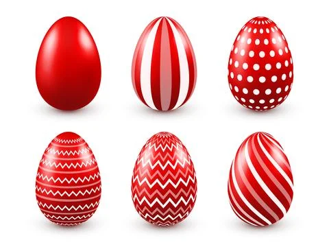 Easter eggs red set. Spring Holidays in April. Seasonal celebration.Egg hunt Illustrazione stock
