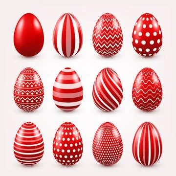 Easter eggs red set. Spring Holidays in April. Seasonal celebration.Egg hunt Stock Illustration