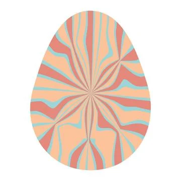 Easter eggs with retro groovy patterns in 60s-70s style. Groovy hippie Happy  Ilustração Stock