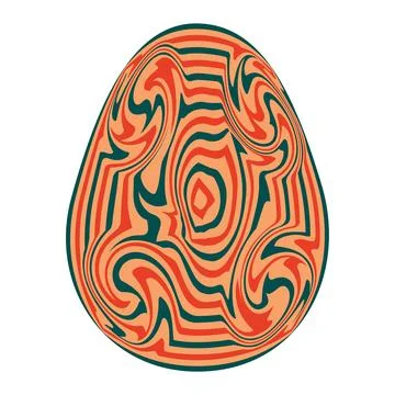 Easter eggs with retro groovy patterns in 60s 70s style set. Groovy hippie .. 库存插图
