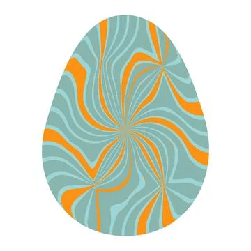 Easter eggs with retro groovy patterns in 60s 70s style set. Groovy hippie .. Ilustração Stock