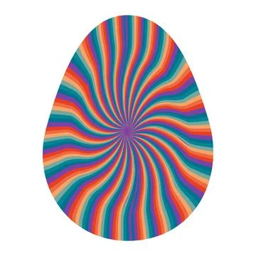 Easter eggs with retro groovy patterns in 60s 70s style set. Groovy hippie .. 库存插图