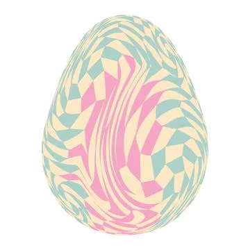 Easter eggs with retro groovy patterns in 60s 70s style set. Groovy hippie .. Ilustração Stock