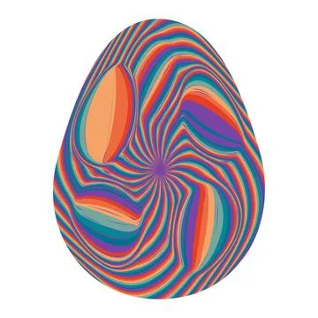 Easter eggs with retro groovy patterns in 60s-70s style. Groovy hippie Happy  Ilustração Stock