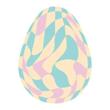 Easter eggs with retro groovy patterns in 60s-70s style. Groovy hippie Happy  Ilustração Stock