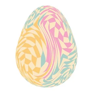Easter eggs with retro groovy patterns in 60s-70s style. Groovy hippie Happy  库存插图