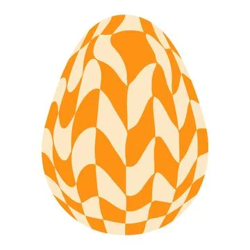Easter eggs with retro groovy patterns in 60s-70s style. Groovy hippie Happy  Ilustração Stock