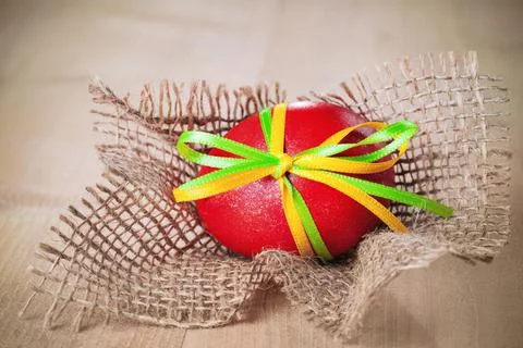 Easter eggs with ribbon Stock Photos