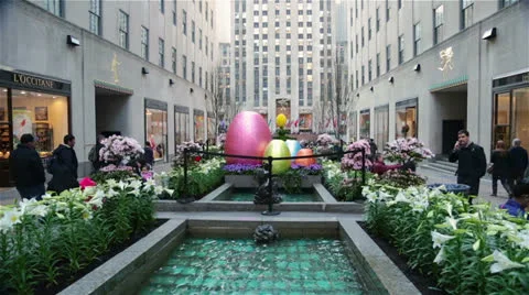 Easter Eggs in Rockefeller Center, New York Stock Footage 24364954