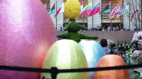 Easter Eggs in Rockefeller Center, New York Stock Footage 26057669
