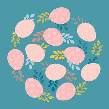 Easter eggs in a round frame Stock Illustration
