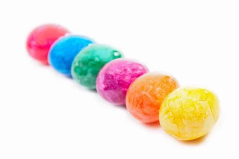 Easter eggs in a row Stock-Fotos