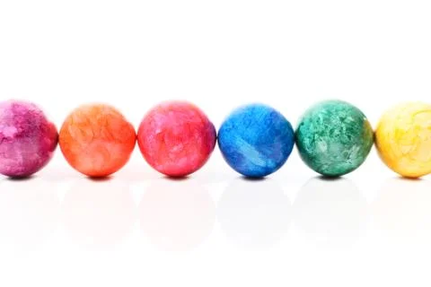 Easter eggs in a row Foto stock