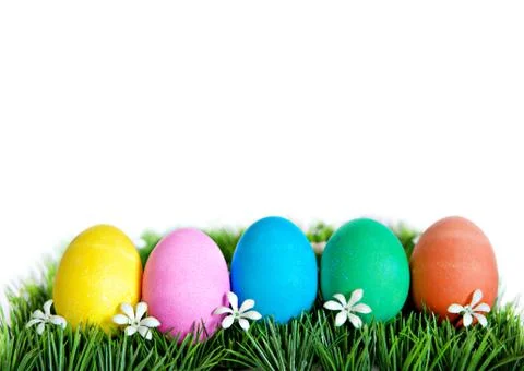 Easter Eggs in a Row Stock Photos