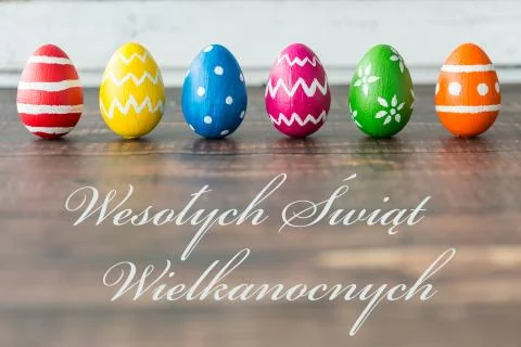 Easter eggs in a row Stock Photos