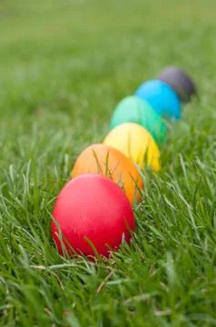 Easter eggs in a row Stock Photos