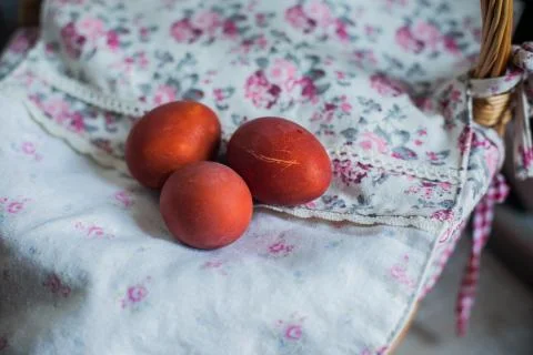 Easter eggs on rustic background 스톡 사진