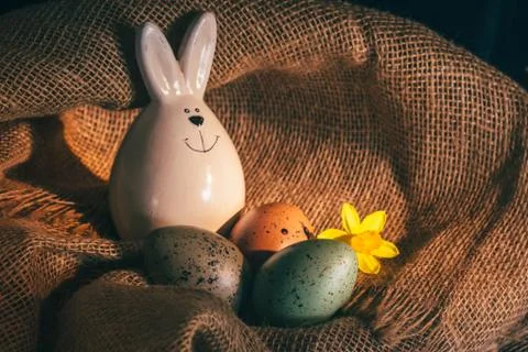 Easter eggs rustic background Stock Photos