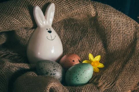 Easter eggs rustic background Stock Photos