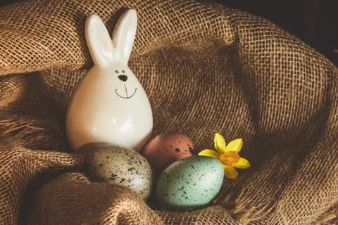 Easter eggs rustic background Stock Photos