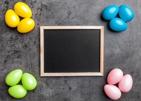 Easter eggs on a rustic background Stock Photos