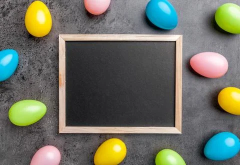 Easter eggs on a rustic background Stock Photos